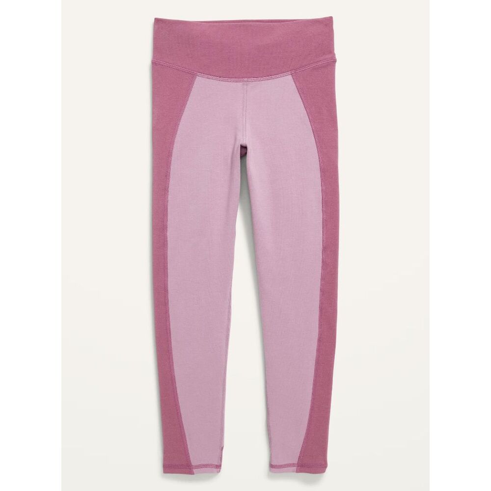 OLD NAVY Girls High-Waisted PowerChill Two-Tone 7/8-Length Leggings - Rose L
